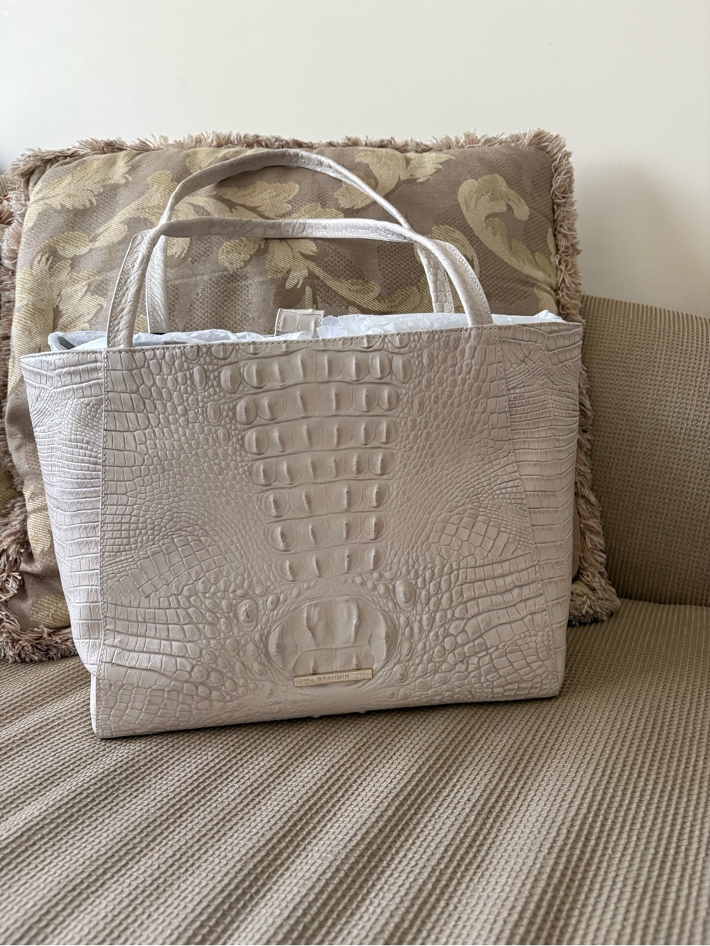 Brahmin Mona Ivory Alden Road Tote Bag